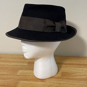 Vintage 1950s STETSON Wool Felt FEDORA HAT Brown Size 7 1/8 Medium